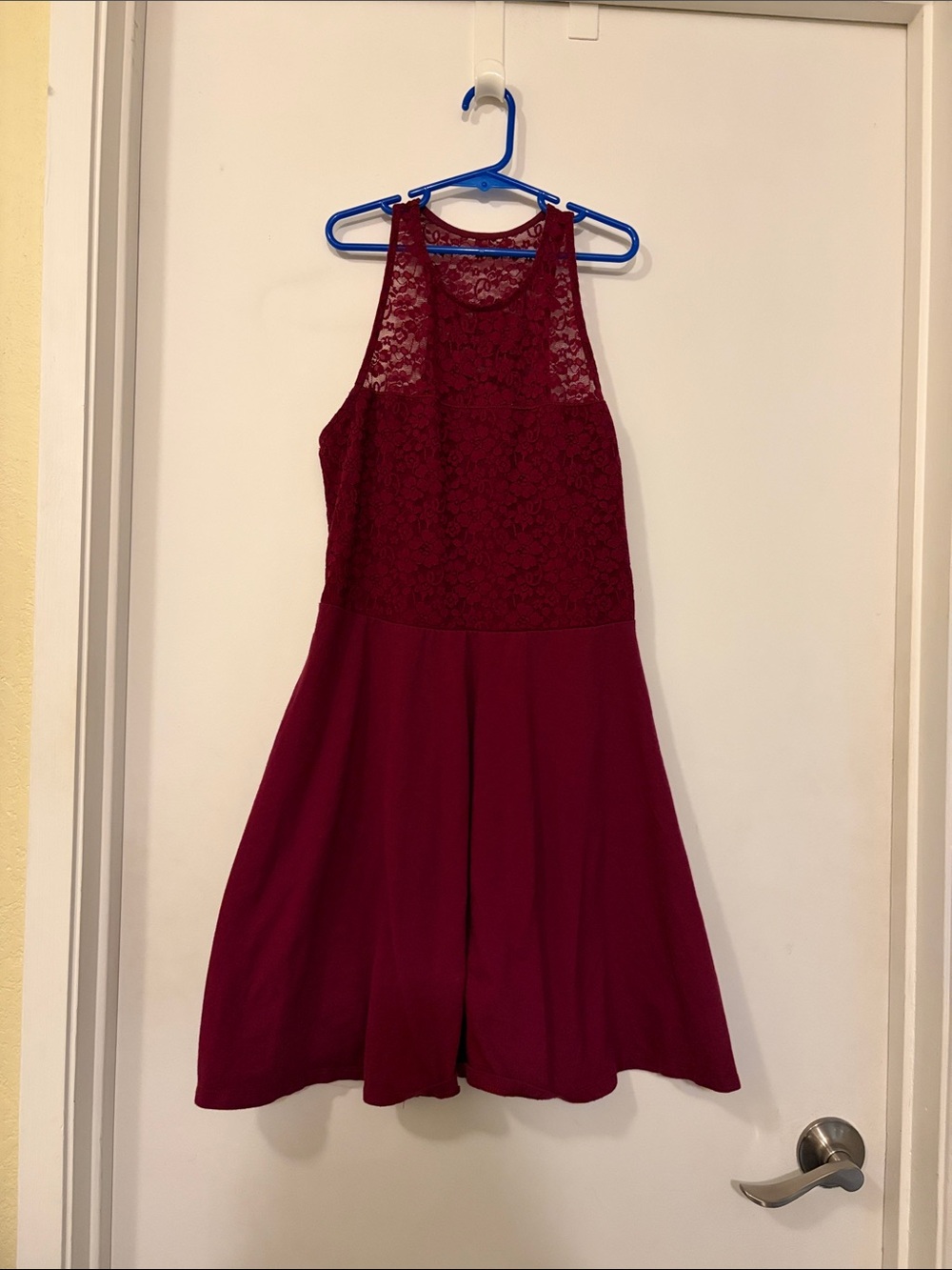 Yoke Neck Fit n Flare Lace Dress